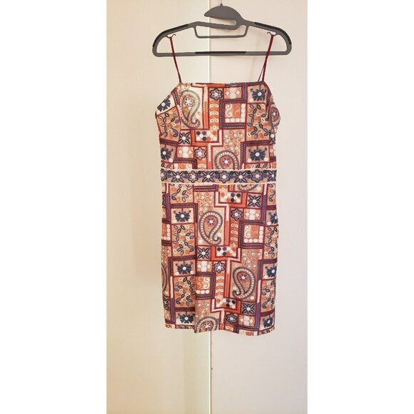 NWT $158 SAM EDELMAN EMBROIDERED STRAPPY SHEATH NUDE MULTI COLOR DRESS SIZE 10 - Picture 4 of 10